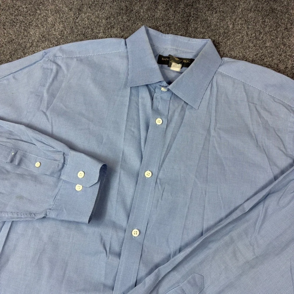 Banana Republic Mens XL Relaxed Fit Cotton Micro Houndstooth Button Down Shirt